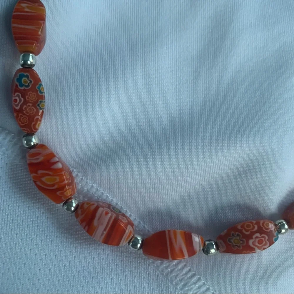 Unique Glass Beads (Mainly Orange) Total Length 21” can be made shorter w/clasp - Picture 5 of 16
